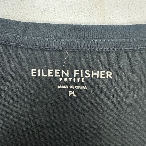 Eileen Fisher Petite Long Sleeve Black Silk Blend Top Womens PL - Picture 3 of 6